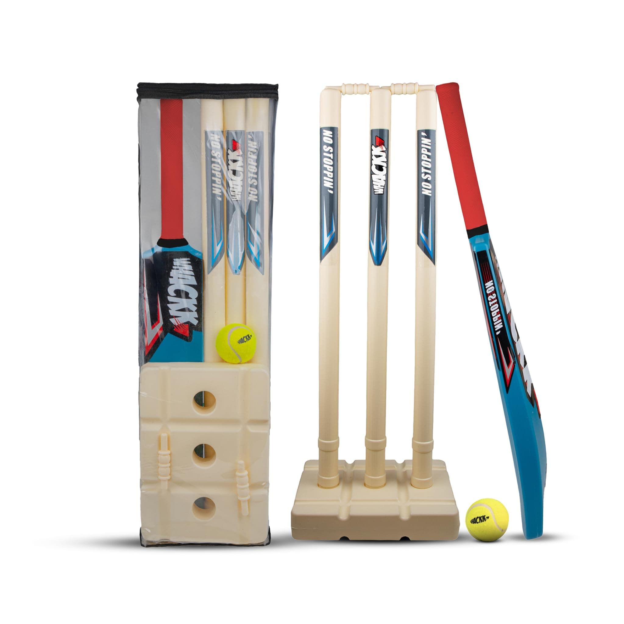 WHACKK Junior Cricket Kit Size 5 Ivory Blue | Complete Cricket Set for Kids Age 8-11 | Beginner Practice Kit for Boys & Girls, Tennis Ball Cricket