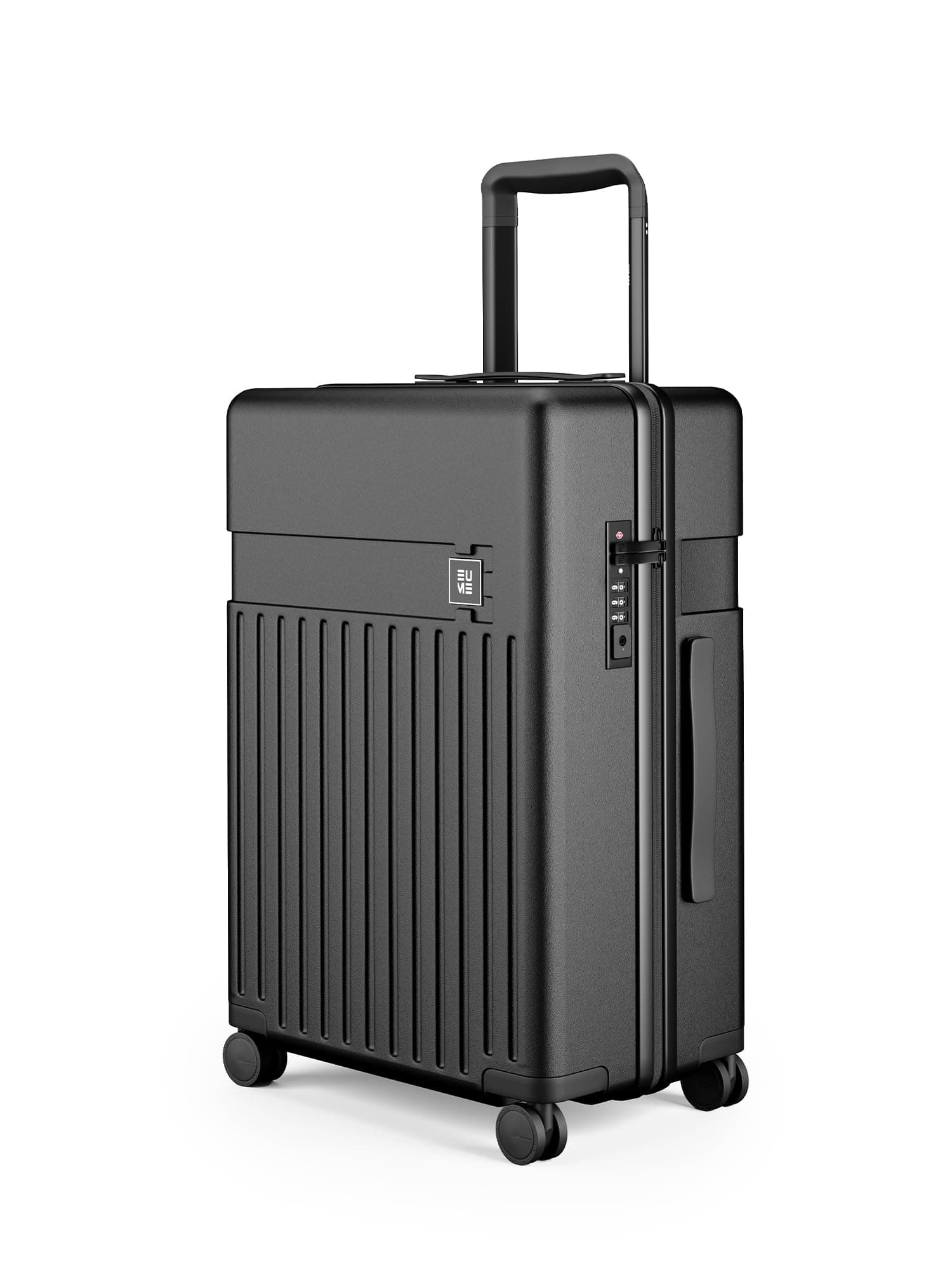 EUME Classic Check-in Large 75 Cm Luggage Trolley Bags for Travel, Charcoal Black | Polycarbonate (PC) 8 Hinomoto Wheels Suitcase | Trolley Bag Large Size
