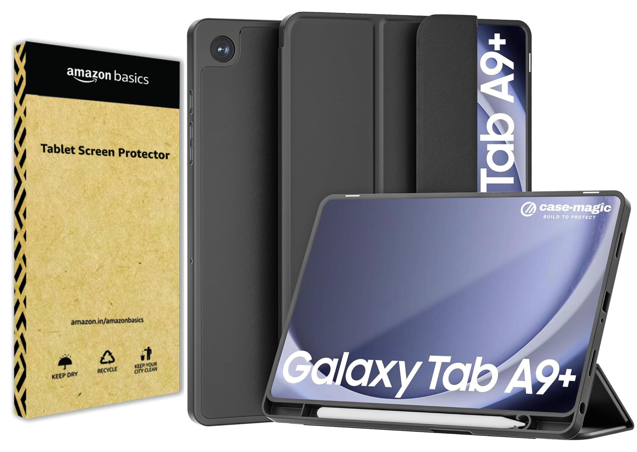 amazon basics Cover for Samsung Galaxy Tab A9 Plus 11 inch Case Cover, Smart Flip Case Cover for Samsung Galaxy Tab A9+ 11 inch, Translucent Back