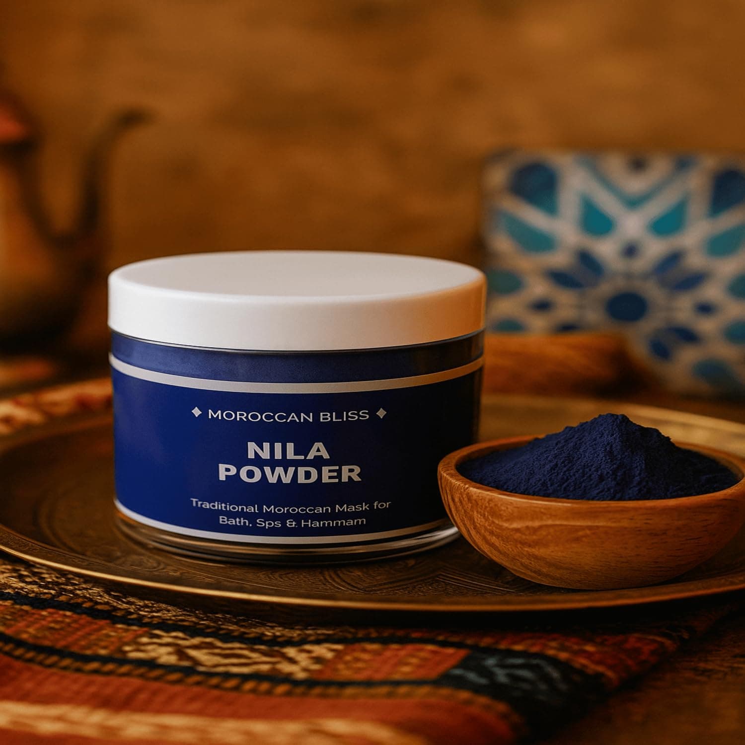 MS MAGIC SECRET Moroccan Nila Powder | 100% Natural Indigo Blue Powder for Skin Brightening, Soothing & Detox | Traditional Moroccan Hammam Beauty Treatment for Face & Body Care (100grams)