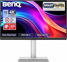 BenQ MA320UP (Smartchoice) 32” (81.28 cm) 4K IPS 3840x2160 Nano Gloss Monitor for Mac®, 97% P3 Colors, Dual USB-C 90W/15W PD, Mac® Colors,550 nits, Mac® Controls,Ergonomic Design,3W x2 Speakers (Gray)