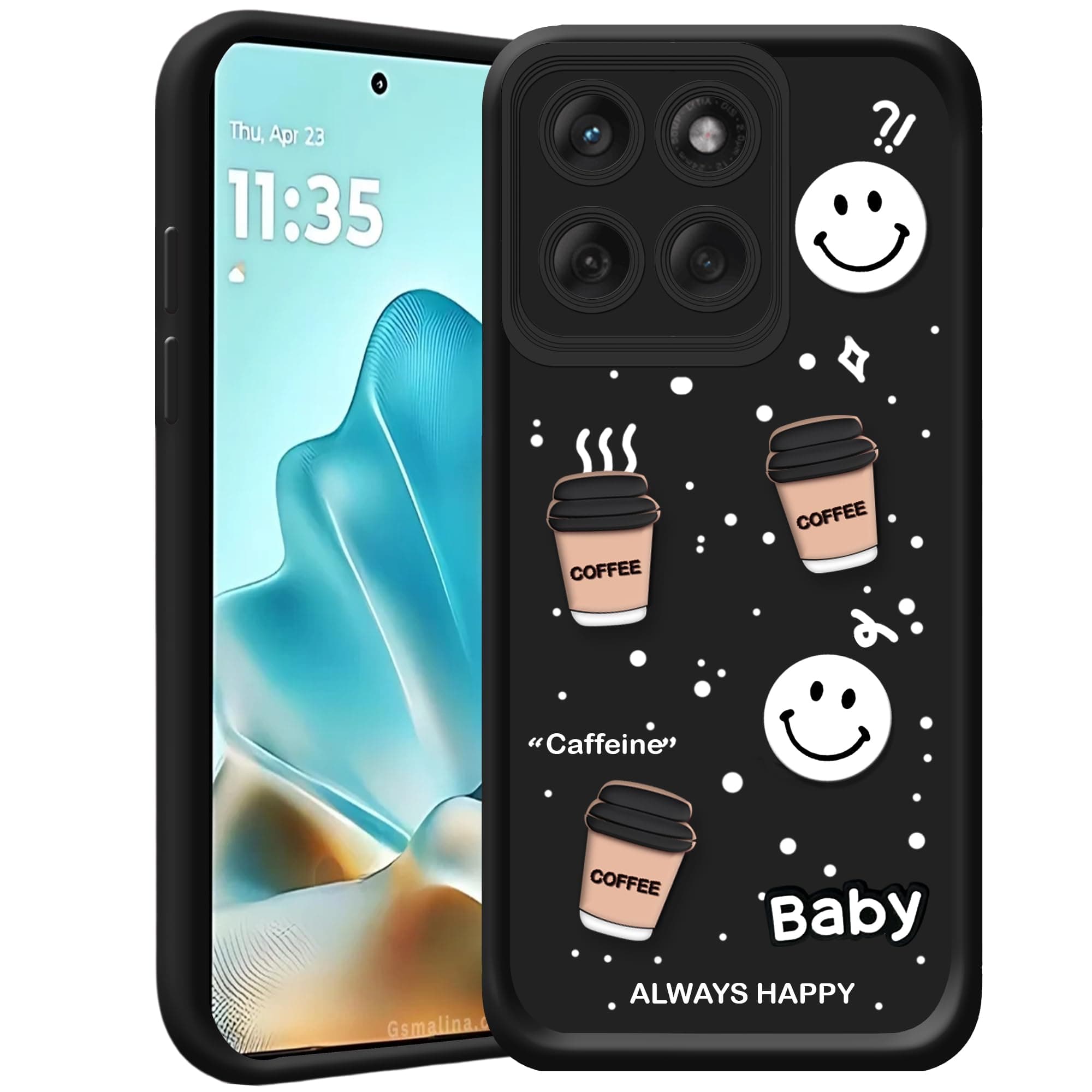 amazon basics Back Case Cover Compatible for Moto Edge 60 Fusion 5G | Cute Fun Cartoon 3D Ball | Coffee Silicone Case | Camera Protection | Body Protection | Shock Proof | Color Black
