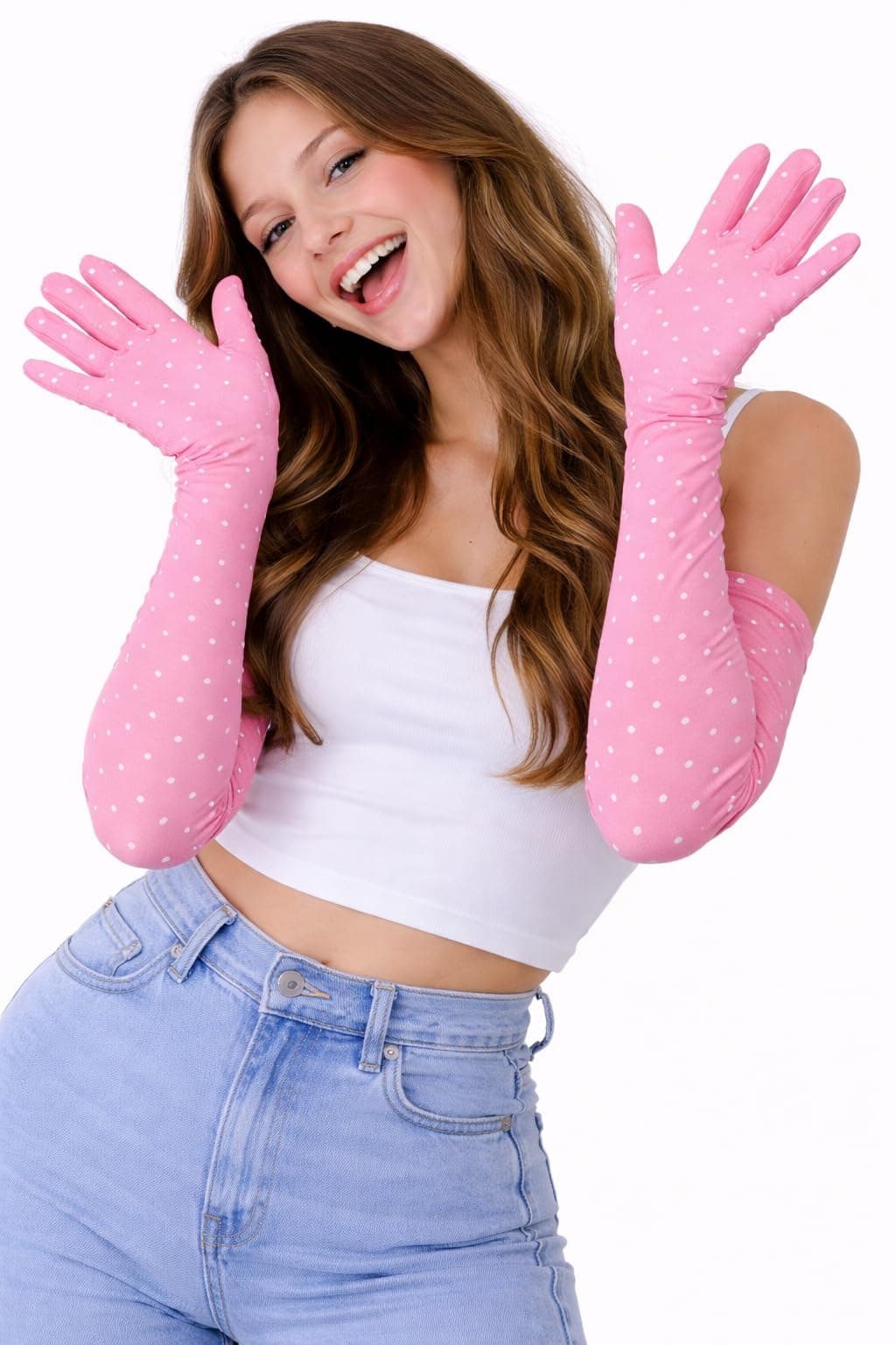CLUZE Women's Driving Gloves, Printed Cotton Full Hand Summer Gloves for Protection from Sun Burn/Heat/Pollution (Pack of 1 Pair)