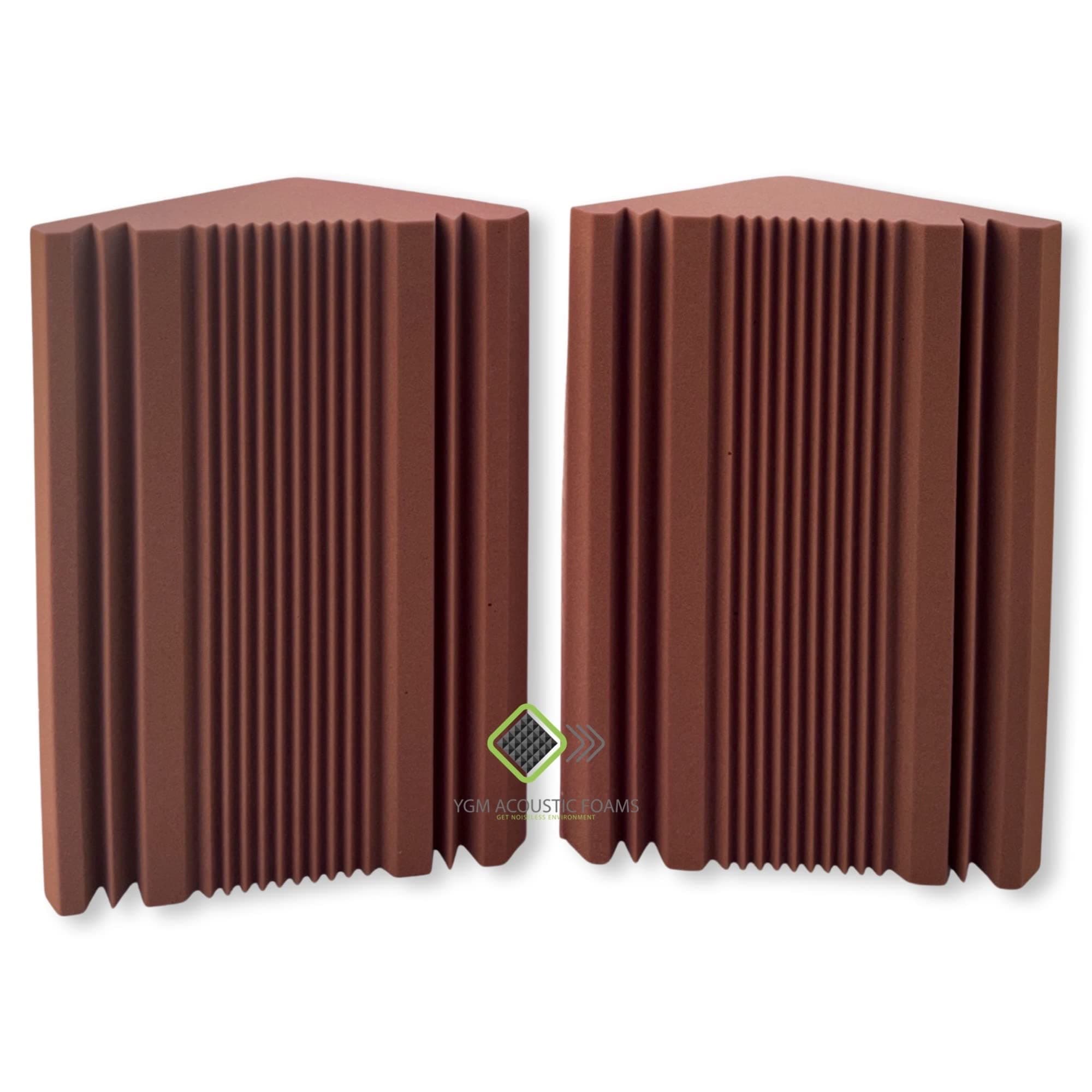 YGM Acoustic Foams® Coffee Bass Trap Corner Sound Proofing Absorber, 24"x12"x12" - BIG Design (Set of 2)