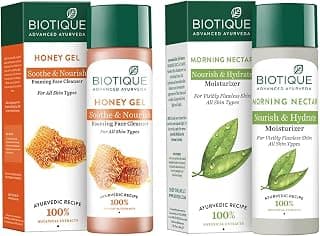 Biotique Bio Honey Gel Refreshing Foaming Face Cleanser, 120ml & Biotique Bio Morning Nectar Visibly Flawless Skin Moisturizer, 120ml