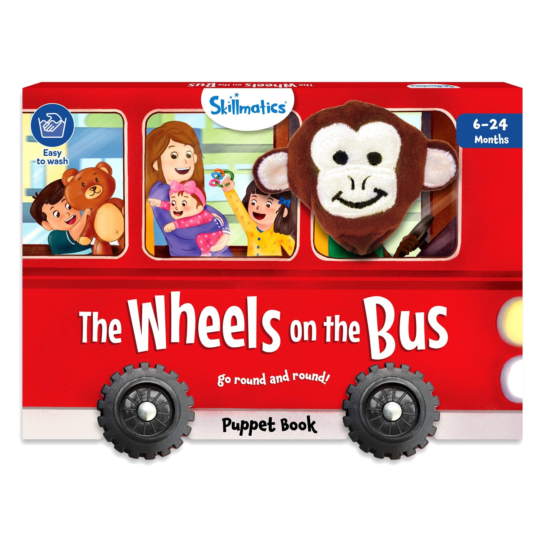 Skillmatics Cloth Puppet Book - The Wheels on The Bus, Interactive Finger Puppet for Infants & Toddlers, Early Learning & Sensory Toys, Nursery Rhyme, Gifts for Babies Ages 6 Months to 2 Years