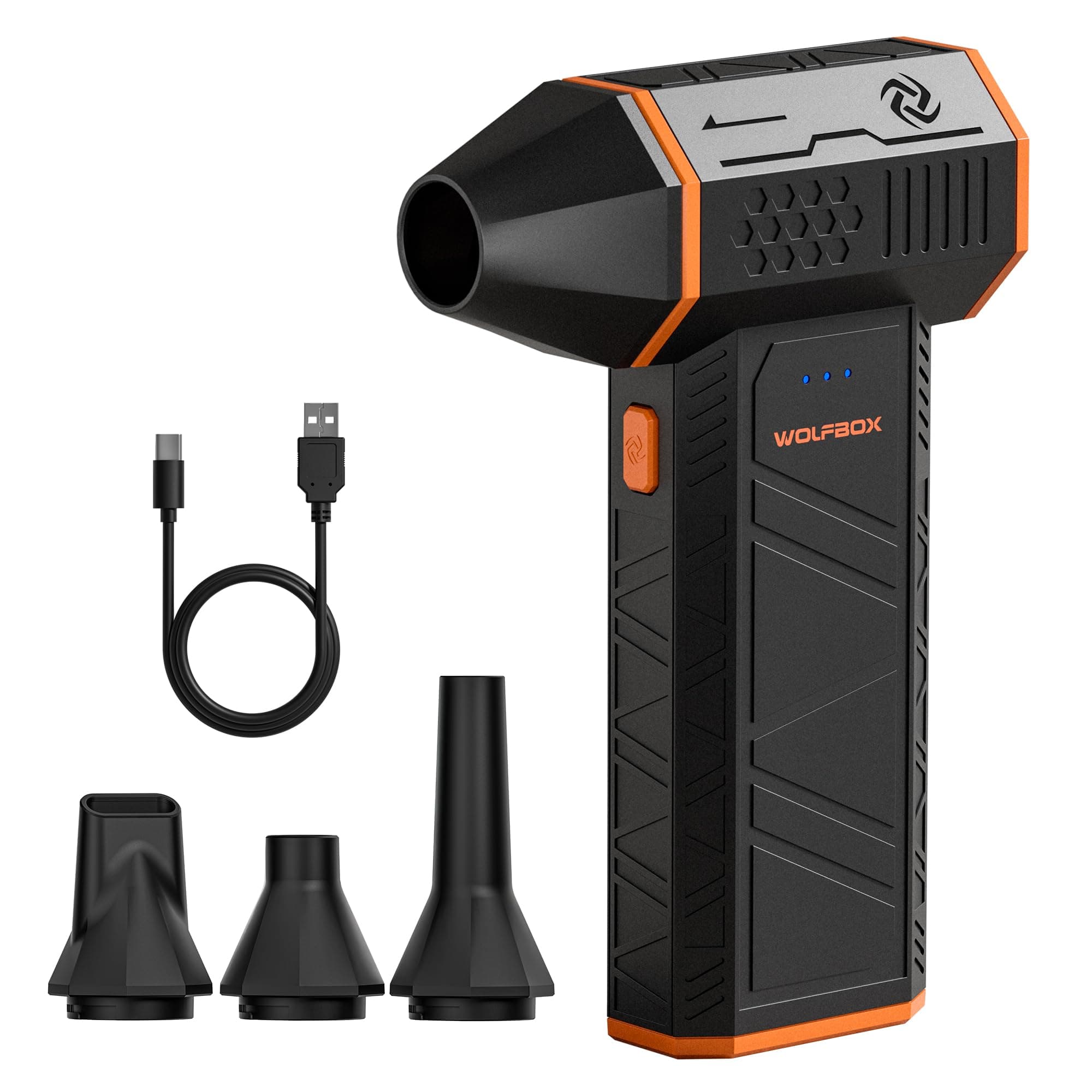 WOLFBOX MF50 Cordless Electric Air Duster-110000RPM High-Power Mini Blower with 3-Speed Settings and Fast Charging, Ideal Dust Blower for Computer, Keyboard, Car, Home, and Outdoor Use