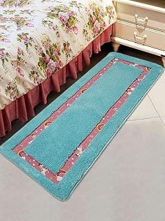 Saral Home Unicorn Designer Soft Microfiber Durable & Washable Attractive Kids Bedside Runner for Home/Kitchen/Living Area/Lobby with Anti Skid Backing (Turquoise, 40 Cm X 140 Cm)