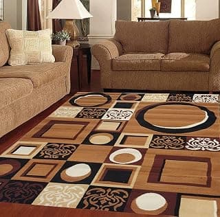 Asian Carpet for Living Room, Bedroom and Hall Carpet (5 x 7 Feet, Colour Golden Brown)
