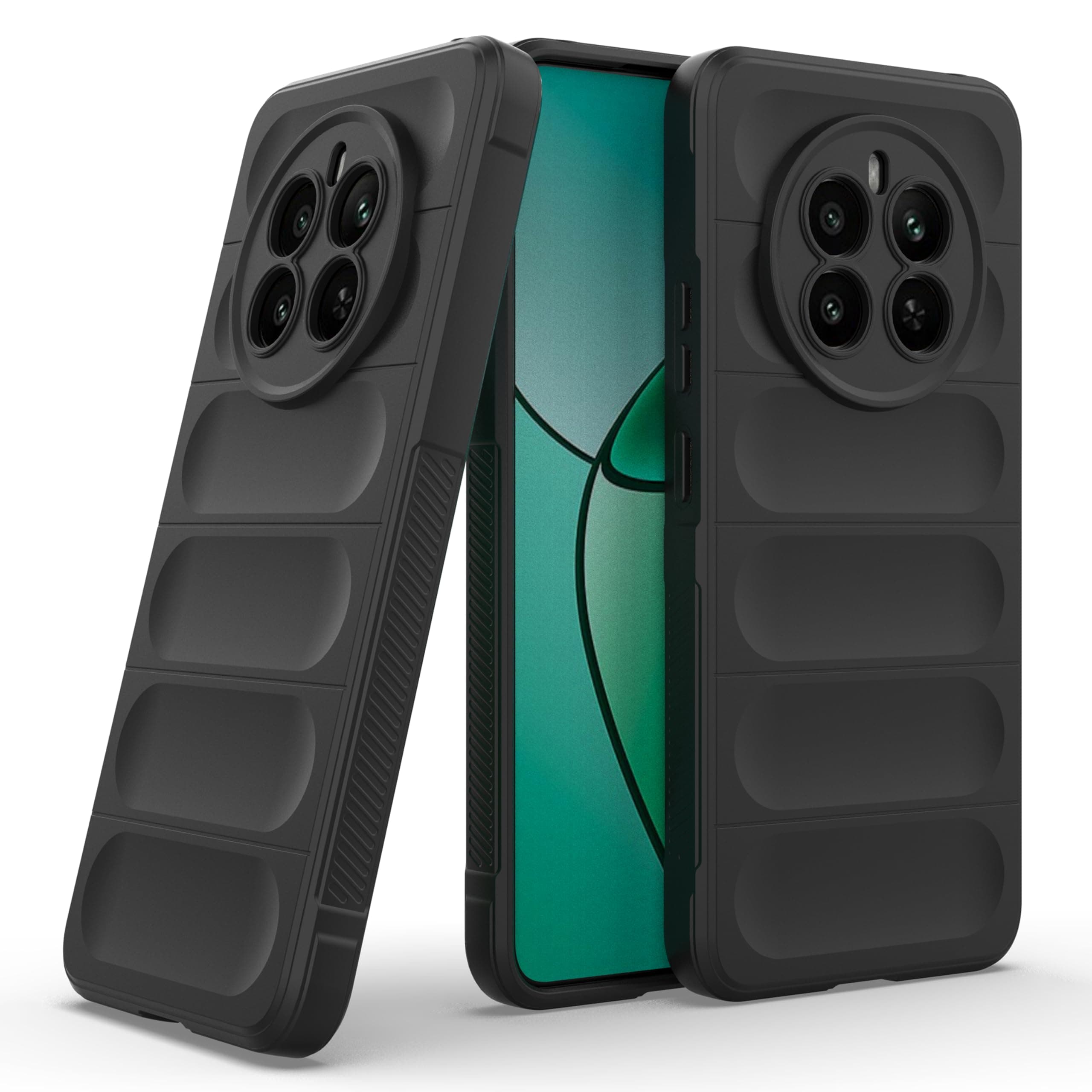 amazon basics Back Case Cover for Realme 12 Plus 5G | Compatible for Realme 12 Plus 5G Back Cover | Liquid Silicon Magic Case with Camera Protection | Black