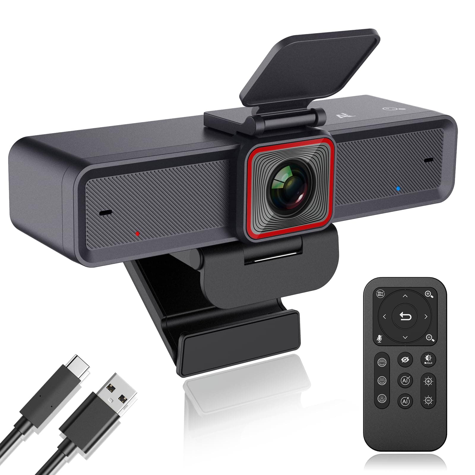 Angetube 4K Webcam for pc,AI Tracking,Remote Control 4K Web Camera/10X Zoom | 1080P 60fps Web cam with USB 3.0 HDR/Dual Noise Cancelling Microphones for Video Calls/Meetings/Streaming/Skype/Zoom