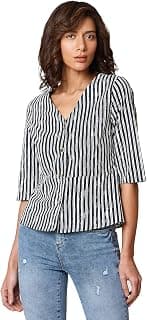VERO MODA Women Cotton Loose White & Green Abstract Print Top