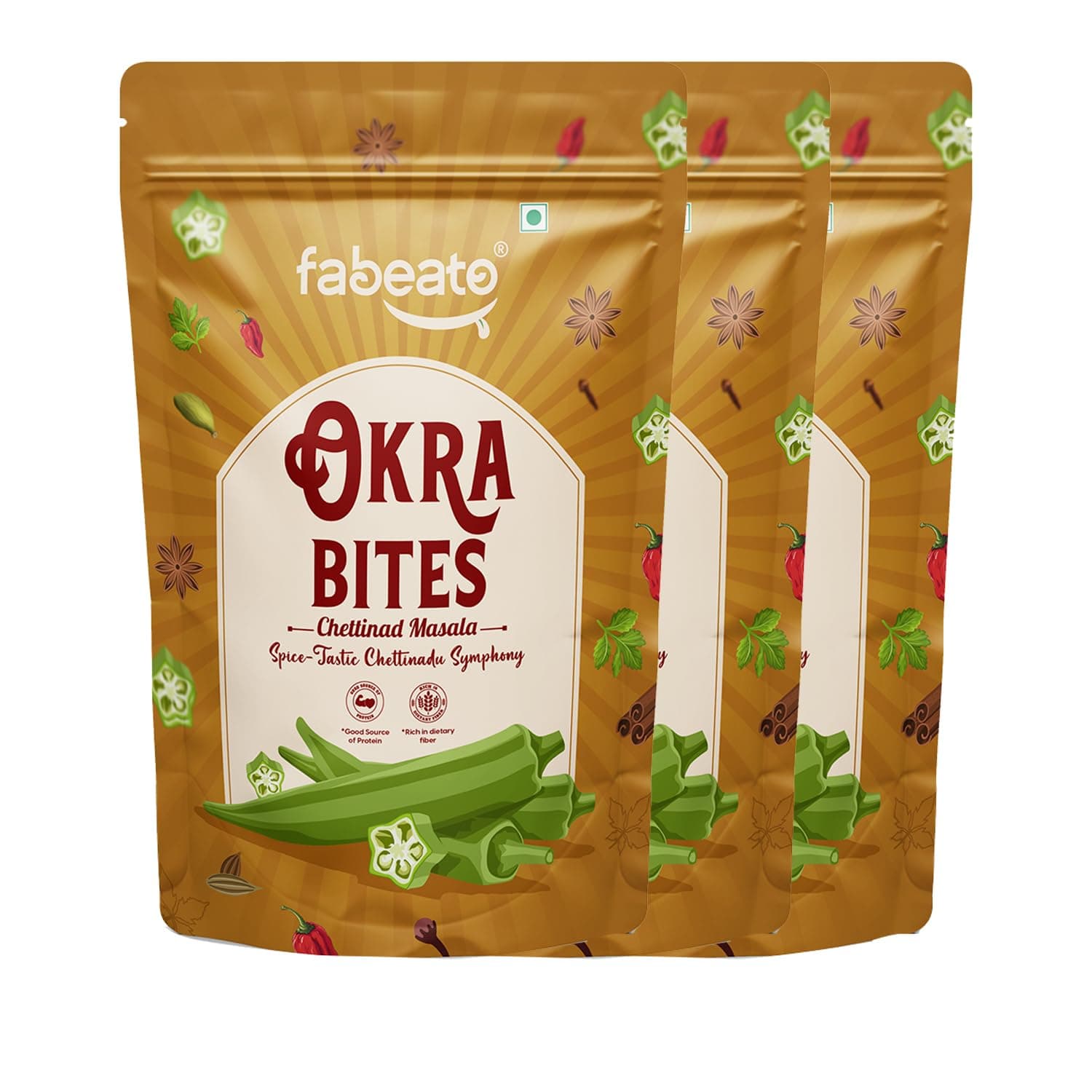 Fabeato Chettinad Okra Chips| No Palm Oil|Vacuum Fried|Gluten Free | Vegan Friendly Snack | Trans free|No Artificial Flavour | Vegetable Chips – (Pack of 3 X 30g)