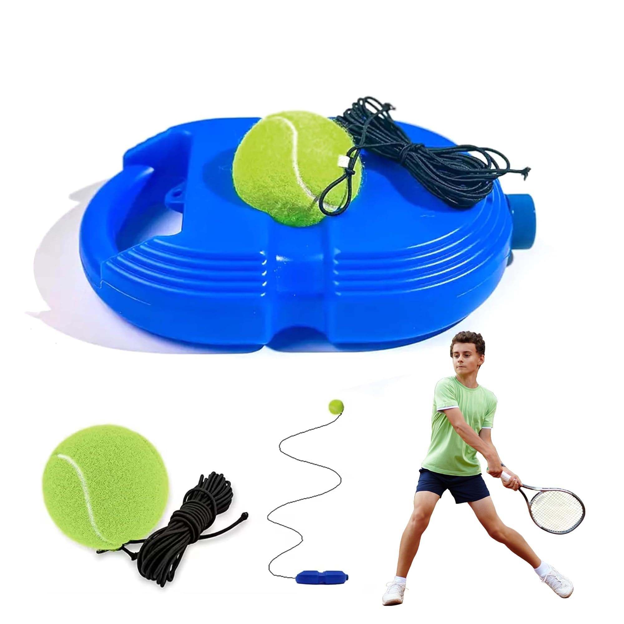 Kidology Tennis Trainer Rebound Ball with String (Racket Not Included)- Self Practice Equipment Self Practice & Training Tool, Portable Equipment for Kids Beginners -Blue