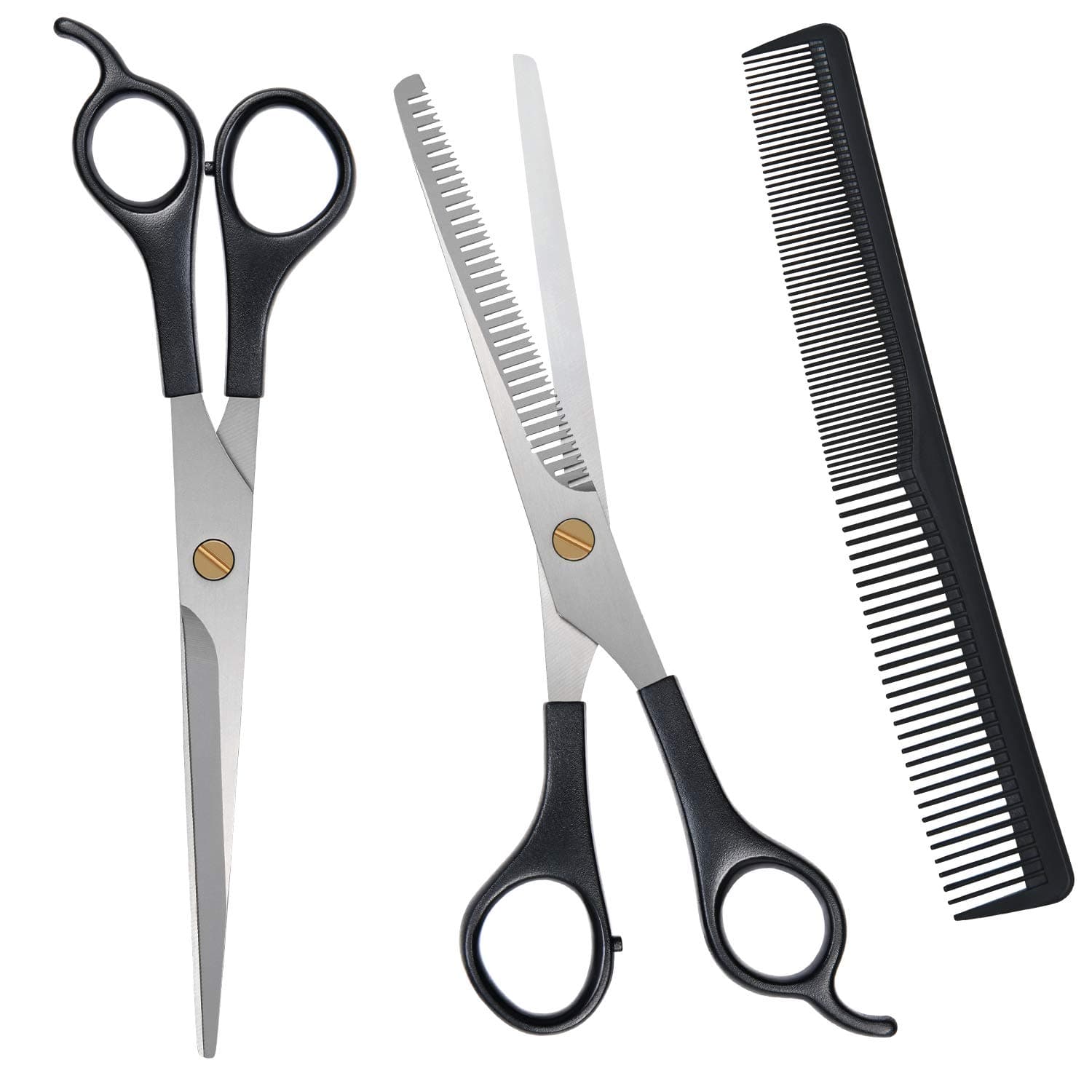 URAQT Professional Hairdressing Scissors, Professional Hairdressing Scissors Slimming Hair Cutting Scissors Thinning Scissors Set Stainless Steel with Comb (17.3cm)