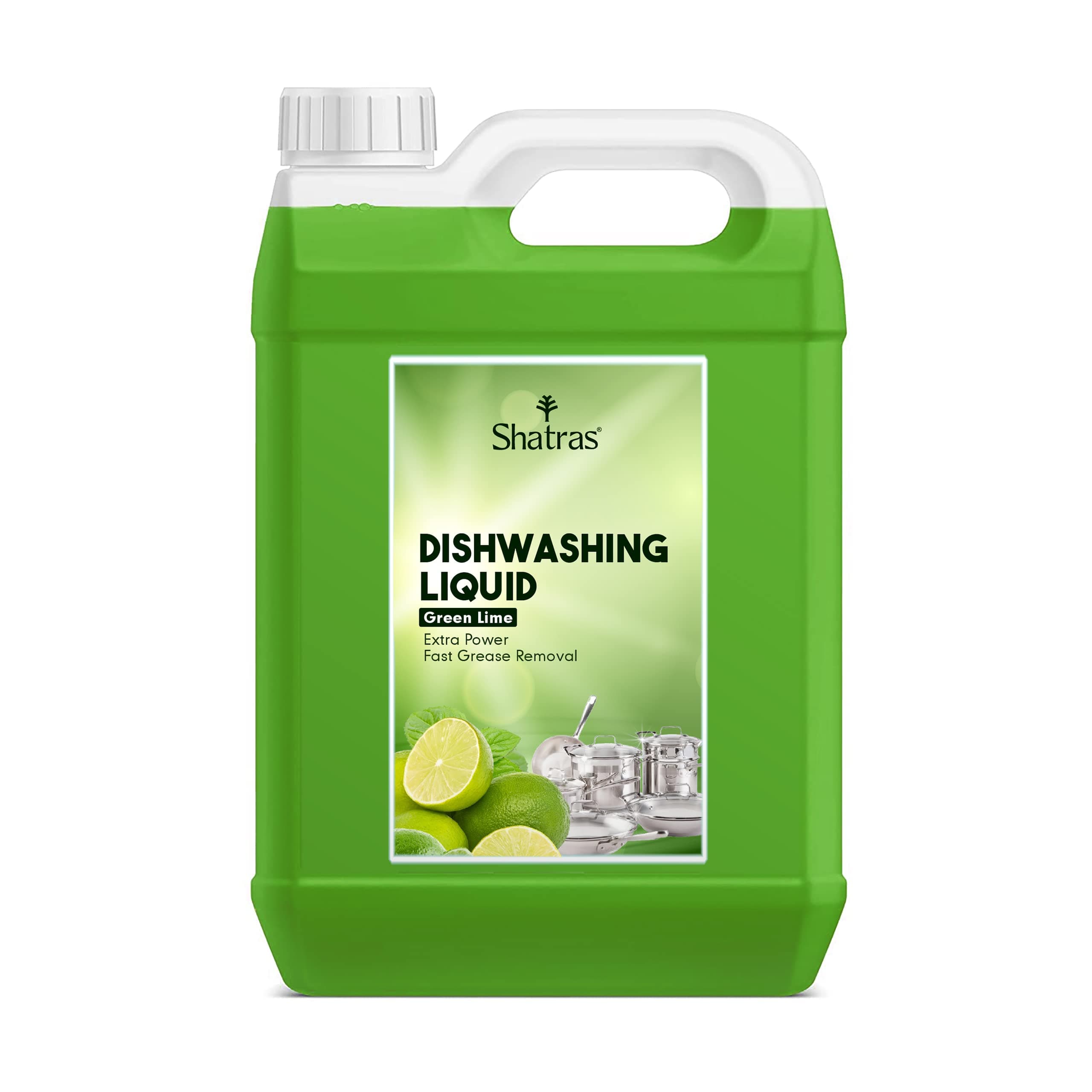 Shatras 5L Dishwash Liquid Gel Green Lemon Can Jar, Cleansing & Antimicrobial action , Grease Cleaner For All Utensils
