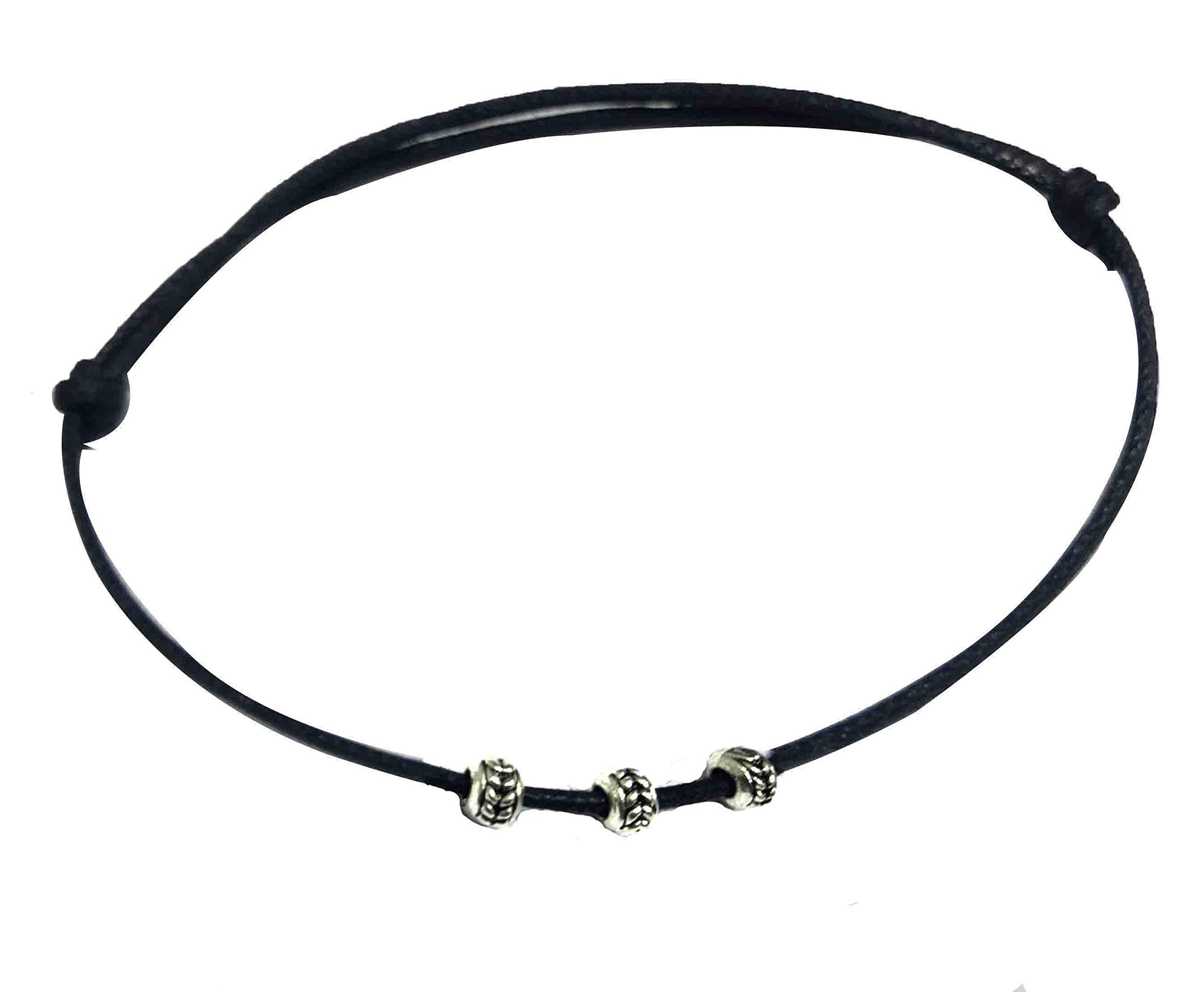 GURJARI Lac Oxidized Silver Anklets for Women & Girls (Black)