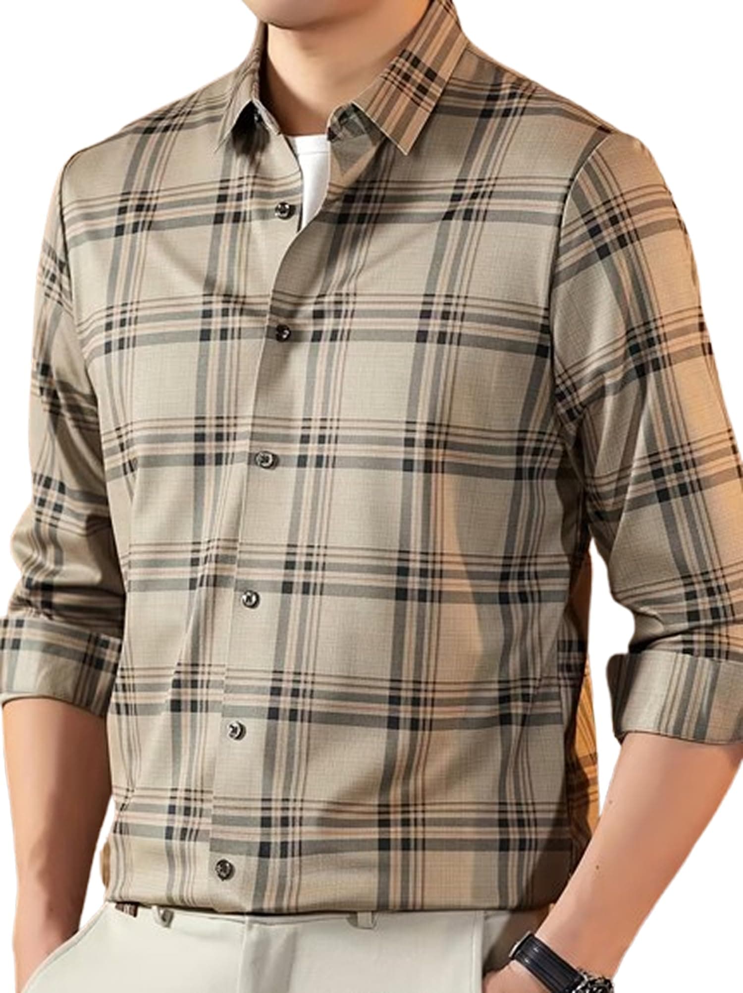 Lymio Men Shirt | Checkered Button Down Shirt for Men | Slim Fit Casual & Semi-Formal Shirts for Man | Textured Long Sleeve | Office & Weekend Ready (Packs Also Available) (Big-Checks)