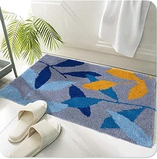 AAZEEM Bath Mat for Bathroom Entrance Soft Door Mat/Home Hotel Balcony Floor Carpet for Anti Skid mat for BathroomFloor Mats for Home Cotton Abstract Doormat 40x60cm(Light Blue) Rectangular