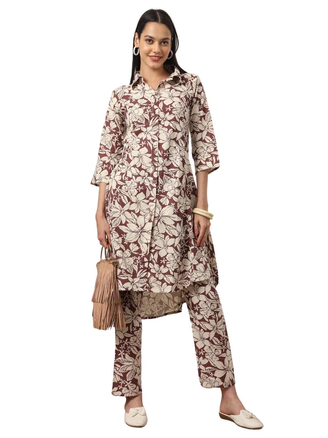 G4Girl Pure Cotton A-Line Co-ord Set for Women | Floral Print Up & Down Cotton Cord Set