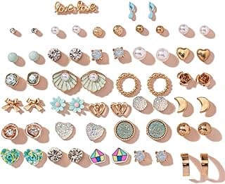 Shining Diva Fashion 30 Pairs Combo Set Latest Stylish Crystal Pearl Earrings for Women and Girls