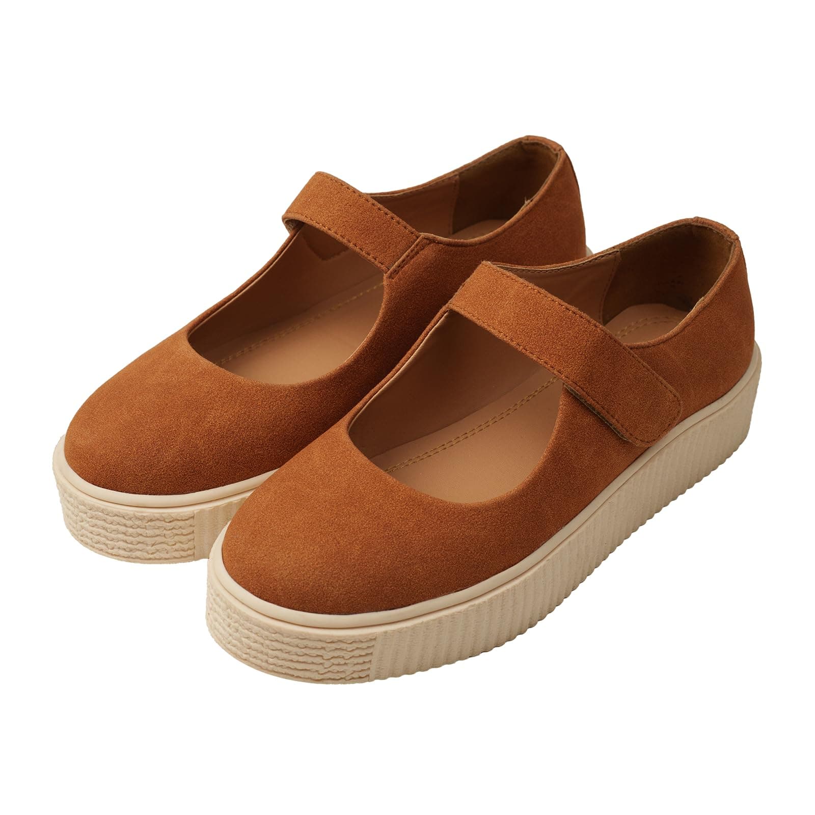 Theater Women Maru Mary Jane Platform Shoes with Adjustable Strap | Soft Suede Finish | Cushioned Support for Casual & Smart Styling