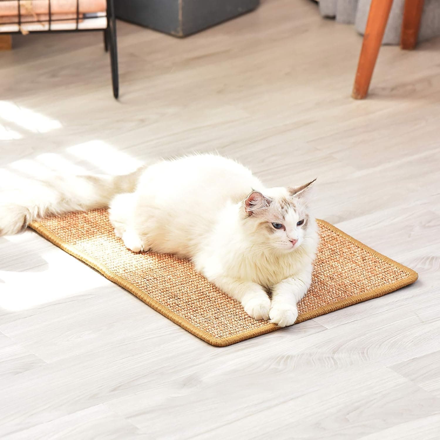 Mats Avenue Cat Scratch Pad Cat Scratcher Made of Natural Sisal Fabric with AntiSlippery Rubber Backing Horizontal Cat Floor Scratching Pad Hand Made (40x60 CM Small)