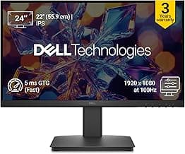 Dell SE2226HX 22" (54.6cm) Full HD IPS Monitor, 100Hz Refresh Rate, 5ms Response, HDMI & VGA Ports, TÜV Rheinland 3-Star Eye Comfort Certified
