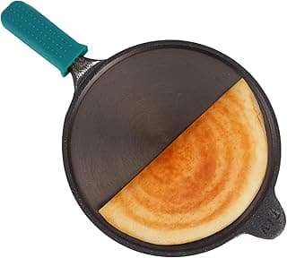 The Indus Valley Super Smooth Cast Iron Tawa+Silicone Handle for Dosa/Chapathi | 25.4cm/10 inch,1.8kg | Induction Friendly | Naturally Nonstick, Pre-Seasoned Tawa, 100% Pure & Toxin-Free