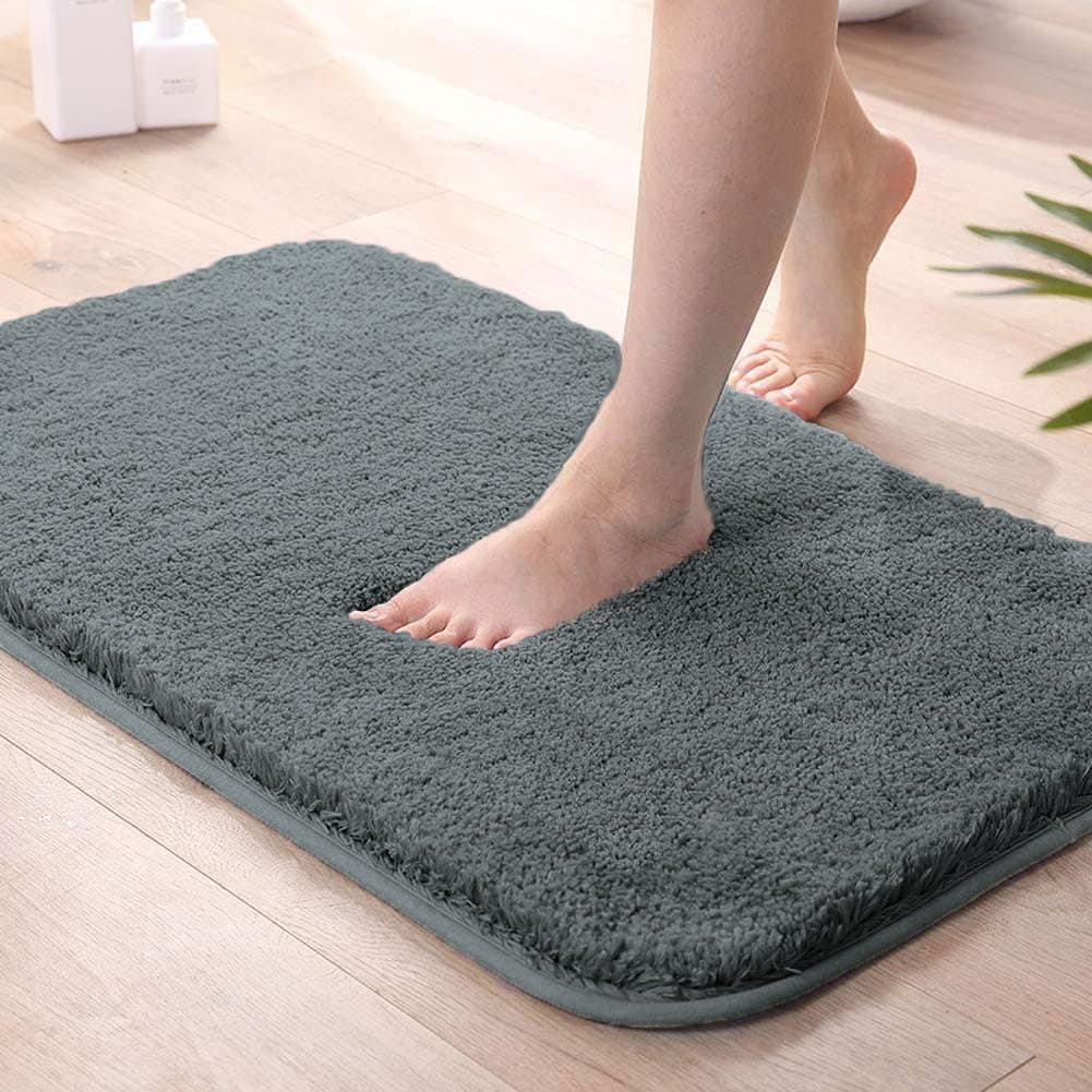 LUXE HOME INTERNATIONAL Microfiber Rectangular Home Bath Mat Super Soft Non Slip Vegas Mats for Bathroom, Kitchen, Bedroom, and Door (40X60 Cm, Grey) Pack of 1