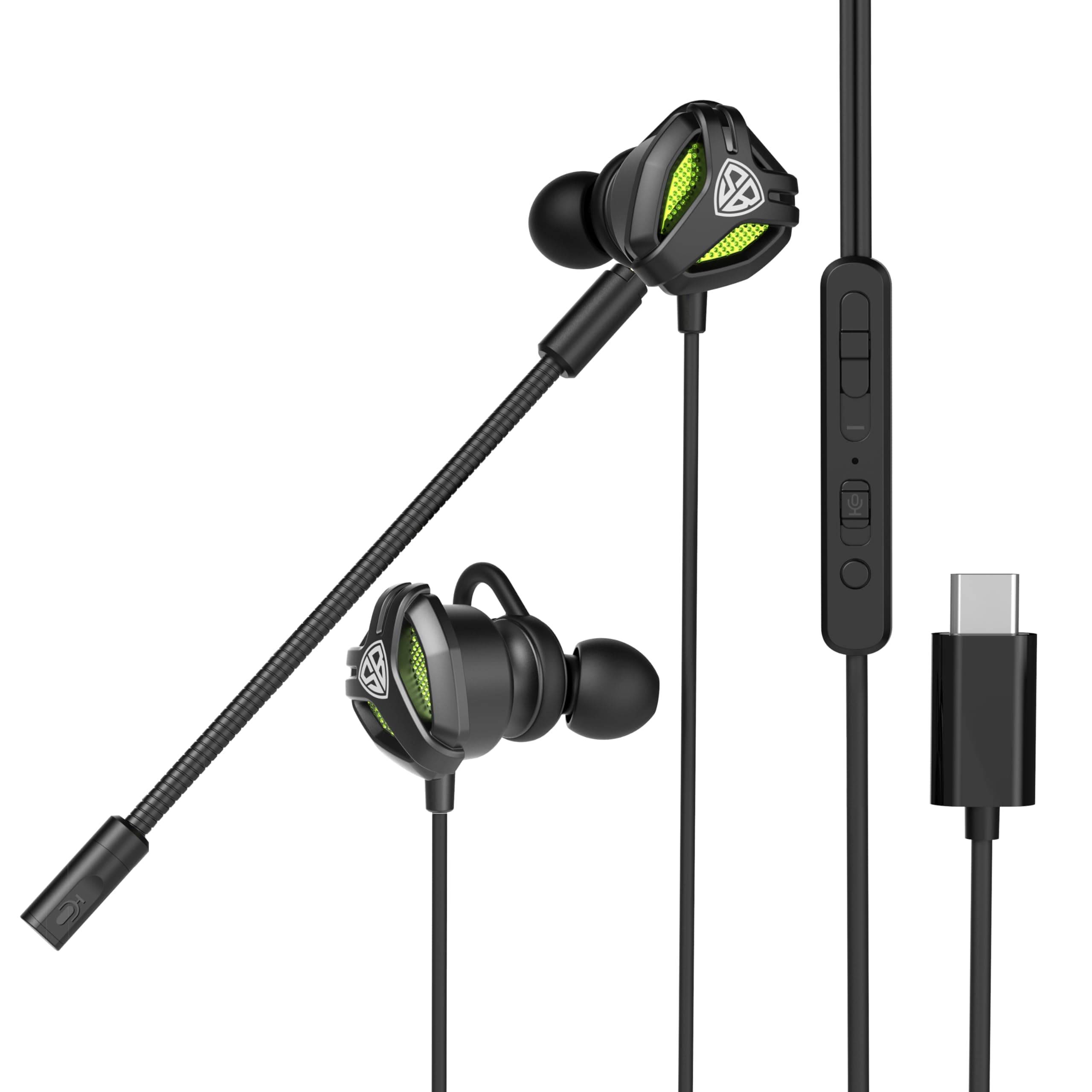 SpinBot BattleBudz C10 Wired in Ear Type-C Gaming Earphones with Detachable Boom Mic | 10mm Drivers | Dedicated Mic Mute Switch