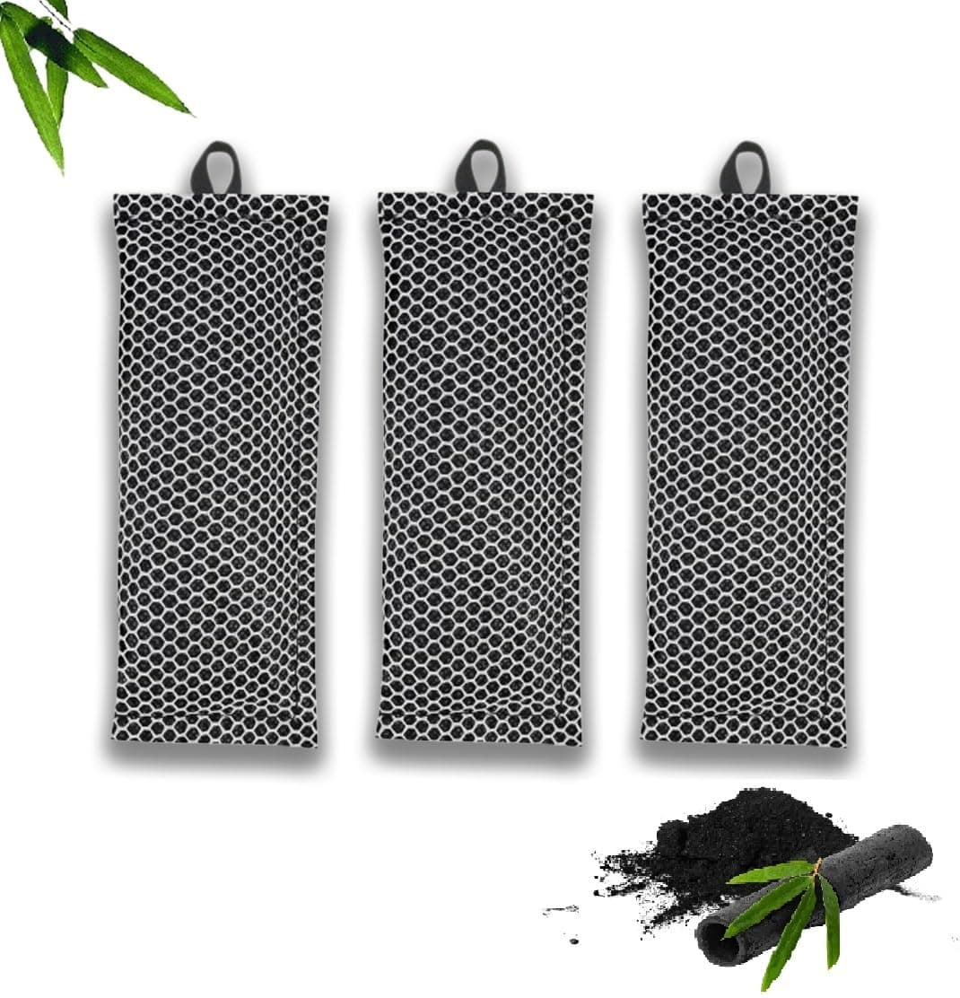 KROYWEN Odor Absorbers, Eliminator For Car,Shoes, Gym Bags&Sports Gear. Premium Bamboo Charcoal Air Purifying Bag And Deodorizer 40Gm*3 Bags | Lasts up to 2 years! Long Lasting