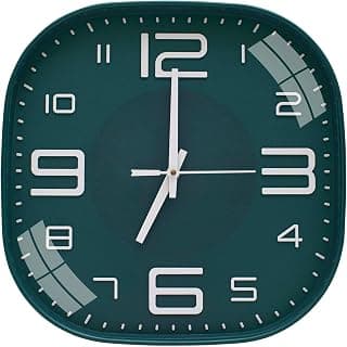 TEKCOOL Plastic Analogue Wall Clock 12" Silent Quartz Decorative Latest Wall Clock Non-Ticking Classic Clock Batery Operated Round Easy to Read for Room/Home/Kitchen/Bedroom/Office/School.Green Green_