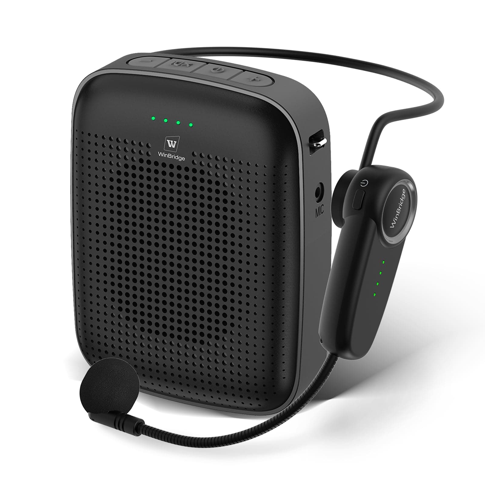 WinBridge Wireless Voice Amplifier with Bluetooth Mic for Teachers 15W A002 | Portable Speaker with Wireless Microphone Headset, Mini PA System for Classroom, Teaching, Training, Tours & Public Speaking
