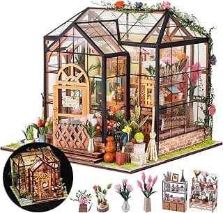 PATPAT DIY Miniature House Kit with LED Lights, Wooden Dollhouse Miniature Kits for Adults and Teens, DIY Craft Kit Ornaments Miniature Dollhouse