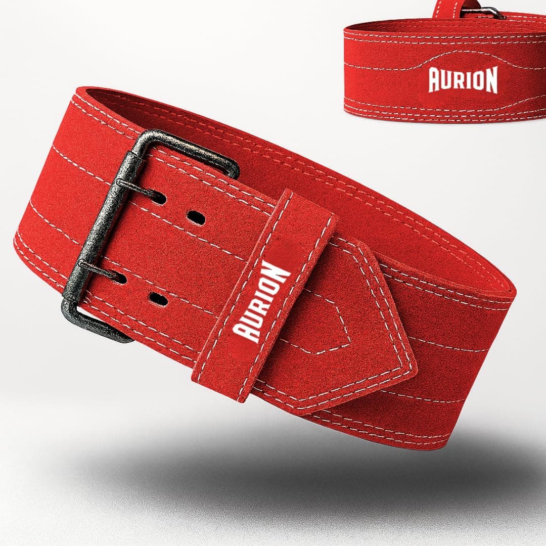 Aurion 6mm Suede Leather Gym Belt for Weight Lifting & Powerlifting | Deadlift & Squat Belt with Stainless Steel Double-Prong Buckle | S-M (26″–36″) Men & Women