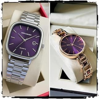AMERICANVIBER AVM031CCK Matching Purple Dial Couple Watches with Date Function - Combo Gift Offer Analog Watch - for Men & Women