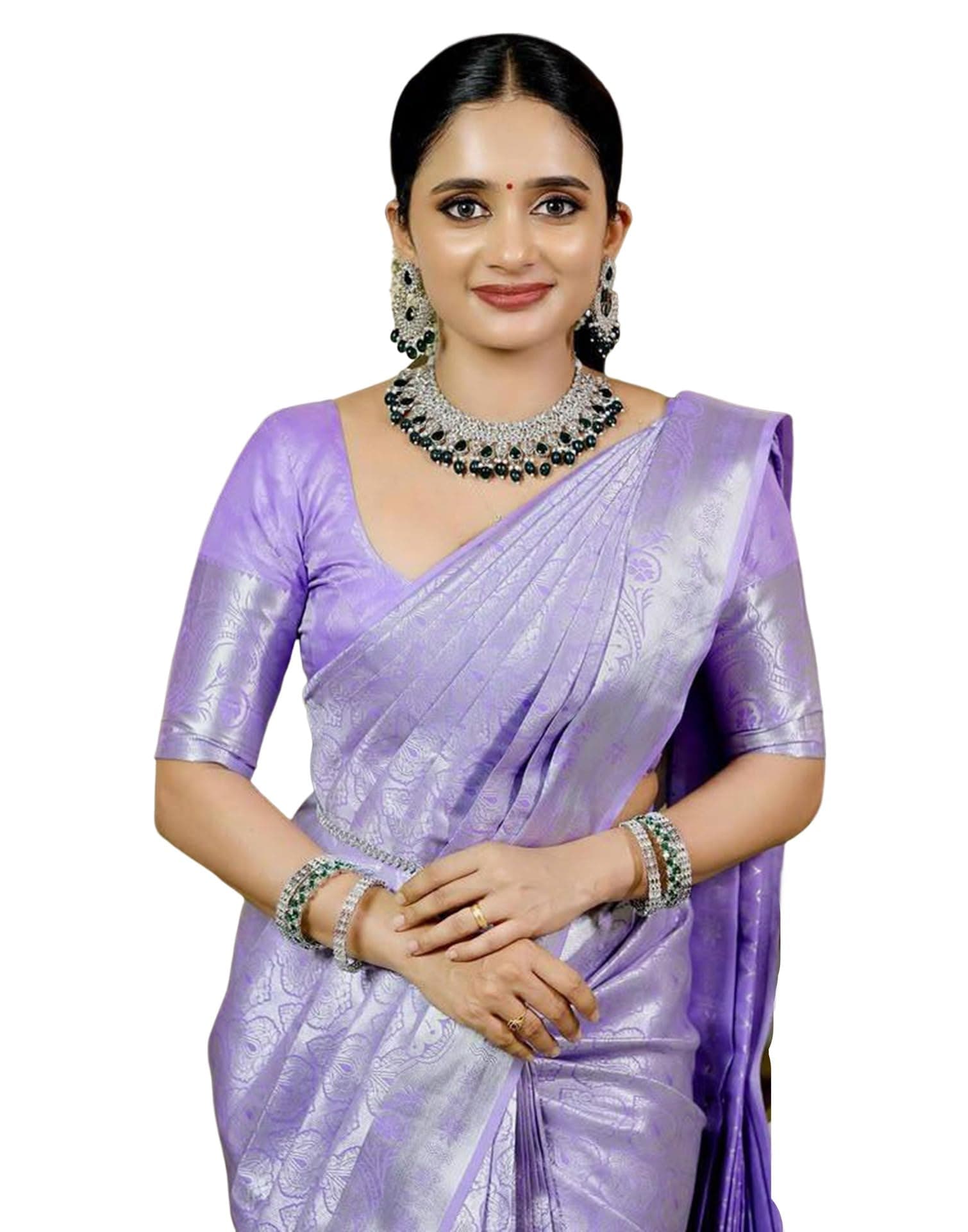SIRIL Women's Kanjivaram Soft Silk Saree With Unstitched Blouse Piece For Wedding