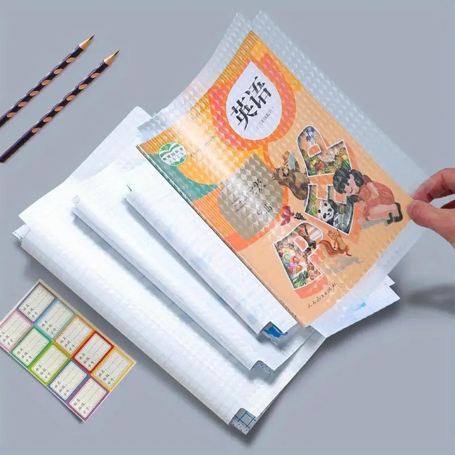 BONZELLA Transparent Paper Sticker Book Cover Film Book Binding Cover [60 Pcs- 3 Different Sizes -20 Each] Waterproof Self-Adhesive Book Cover for Office School Textbook Protective Case (60)