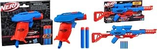 Nerf Alpha Strike Mantis LR-1 & Slinger SD-1 Dart Blasters with Targeting Scope and 10 Official Nerf Elite Foam Darts - Easy Load Prime Fire, No Batteries Required, Ages 6+
