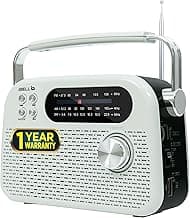iBELL FM730BT Portable FM Radio with Bluetooth Speaker, USB & SD Card MP3 Player, Headphone Jack, Dynamic Sound, 3-Band Tuning, Rechargeable Battery with Type-C Charging Port (White)