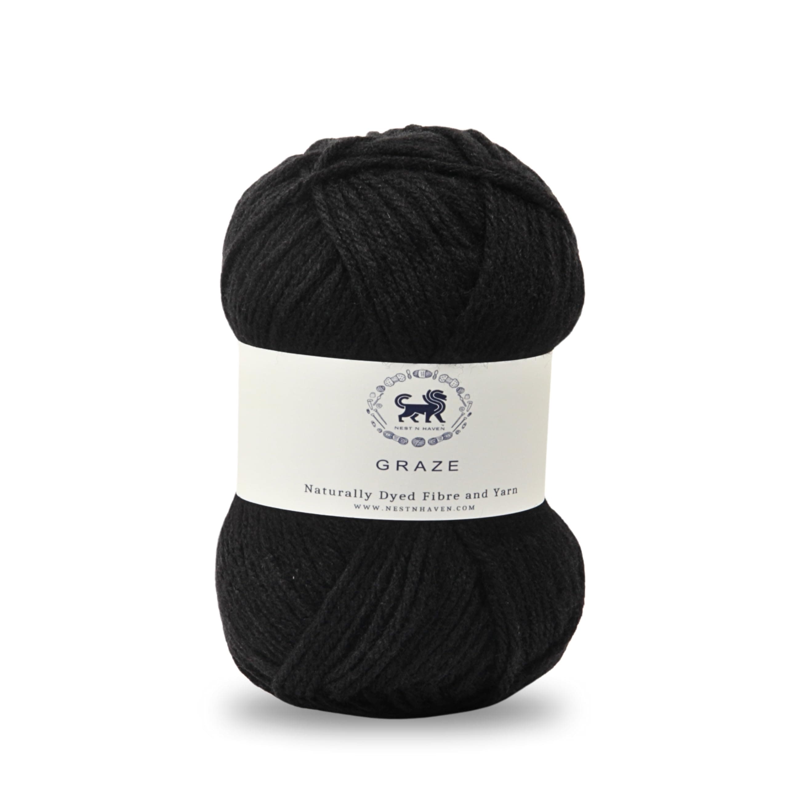 Nestnhaven Acrowools Graze Hand Knitting and Crochet Yarn. Pack of 1 Ball - 100gms. Shade no - NNHG011 (Black)