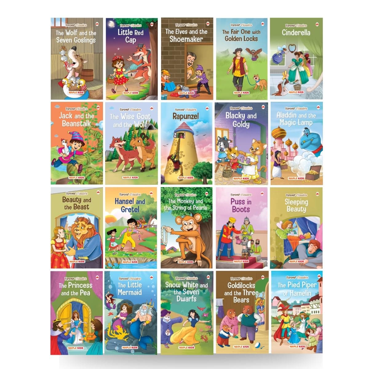 Story Books for Kids - Fairy Tales (Illustrated) (Set of 20 Books) - Rapunzel, Puss in Boots, Little Red Cap, … Beauty and the Beast - Read Aloud to Infants, Toddlers