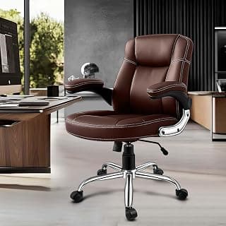 Oakcraft Stratos Medium Back Premium Leatherette Ergonomic Office Chair for Home, Workstation, Offices