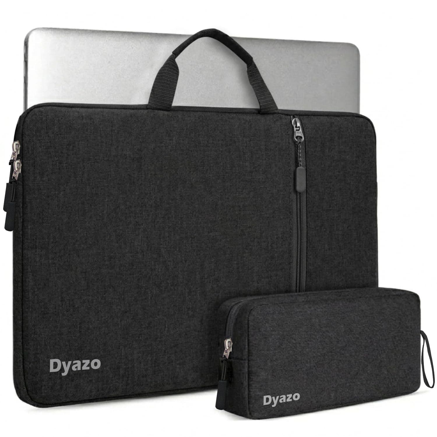 Dyazo 14-14.1 Inch Laptop Sleeve with Handle & Charger Pouch | Shockproof Water-Resistant Cover Case with Front Pocket | Compatible for MacBook, Lenovo, HP, Dell, Acer, Asus & Chromebook (Black)