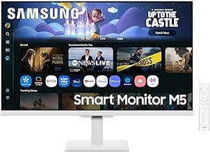 Samsung 27" M5 Smart Monitor with Smart TV Experience|FHD 1920 x 1080|Screen Mirroring|IPS Panel TV Plus|Speakers|Adaptive Sound|Wi-Fi|HDMI|Bluetooth|LS27FM501EWXXL|White