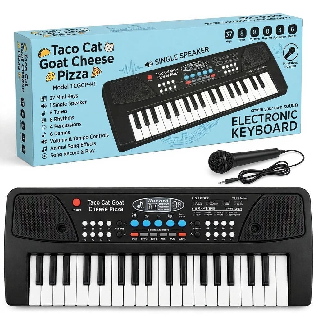 Kids Piano Keyboard with Mic 37 Keys 8 Rhythms 8 Tones 6 Demos Portable Electronic Keyboard Toy Beginners Educational Songs Recording Musical Toys 2 3 4 5 Years Boys Girls