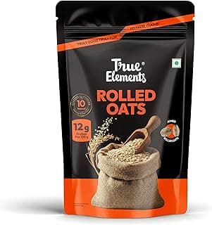 True Elements Rolled Oats 500g - Rolled Oats for Weight Management | Nutritious Breakfast | Rich in Protein | Gluten free Oats Combo | High Fibre Breakfast | 100% Wholegrain