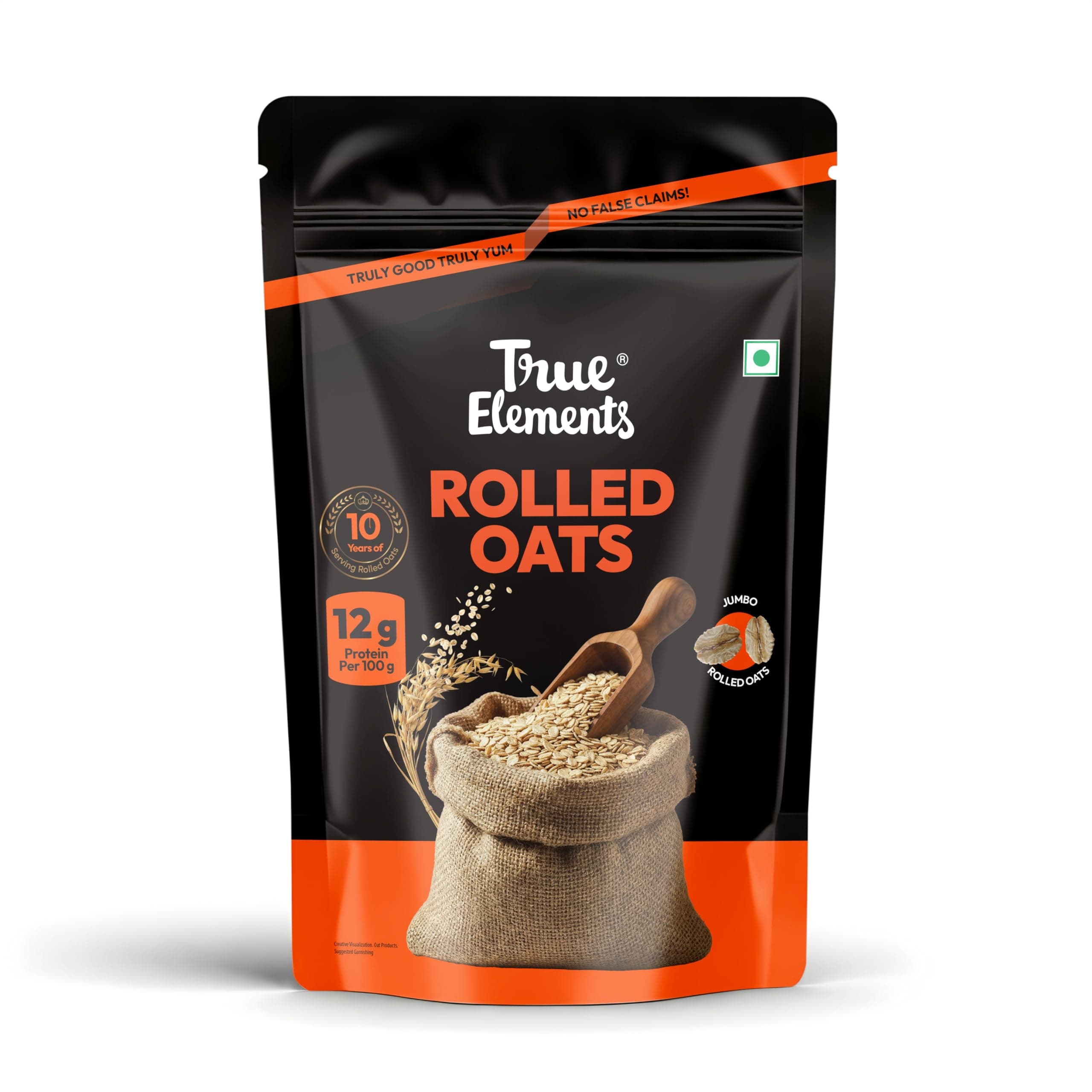 True Elements Rolled Oats 1.2kg - Monthly pack | Wholegrain High Fibre, High protein Oats | Keeps You Fuller Longer | Perfect for overnight oats, smoothies & baking