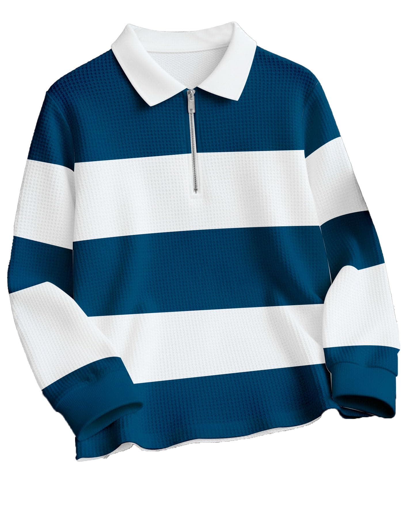 Enitor Mens Stylish Half Zip Tshirt, Texture Striped Casual T-Shirt for Men, Formal Collared Neck Full Sleeves T-Shirt for Boys